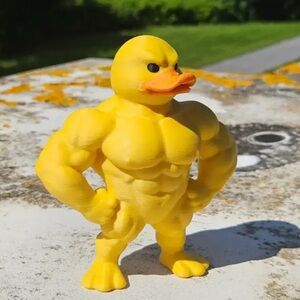 Yellow Muscular 3D Duck Figurine